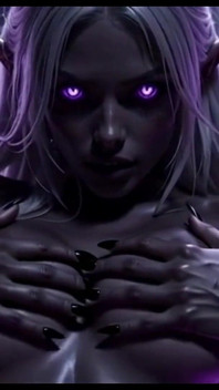 Black Gothic Dark Elf - Pale Hair Beauty Squeezing & Posing Explicitly