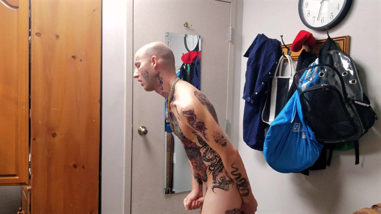 Straight ish Jake Grand: Face Tatted Dildo Fucking