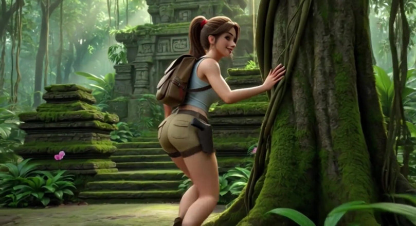 My night collection: Lara Croft entdeckt Amazonas-Schatz und umarmt schönen blonden Abstammungsgeist in...
