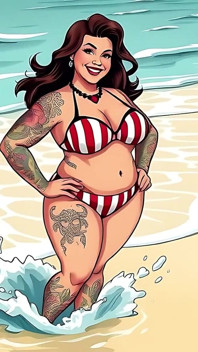 Ai tatuaggio arte donne sinuose in bikini