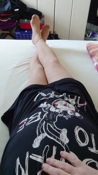 Nylonjunge in the Nightgown and Tights in Bed