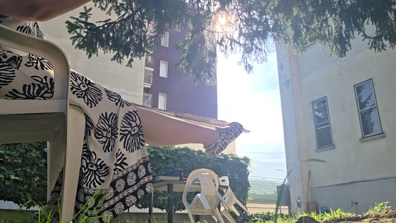 Nicoletta Embassi: Hot Sun in the Garden Minimal Bikini, Camouflage Sandals and...