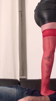 Red Nylons Tall Madame Trampling