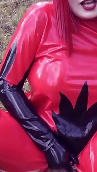 Femdom Humiliation, Pissing, Belly Fetish, Latex, Wet and Messy