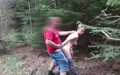 Stranger Fucked Totally Naked Lady in Public Wood Having Outdoor Sex