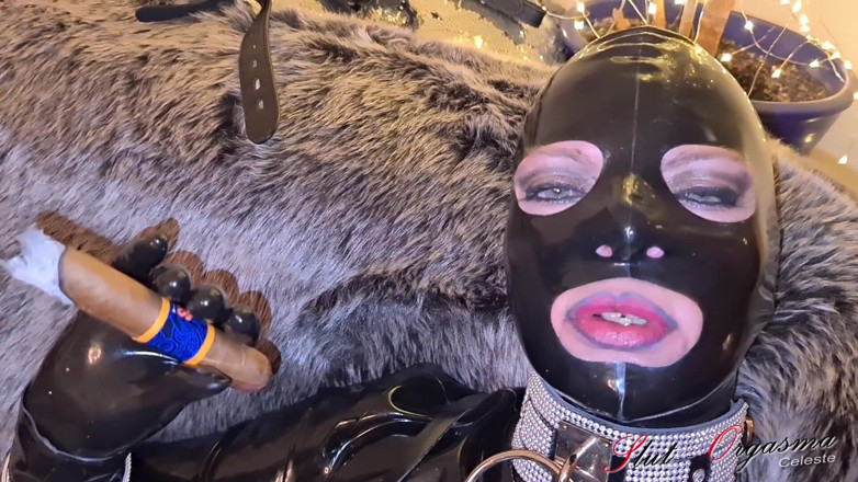Slut Orgasma Celeste: Curvă celeste cu orgasm în fetiș cu fumător de trabuc negru...