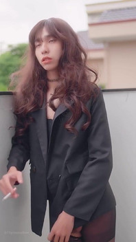 Cute Sissy Smoking and Anal in Chastity