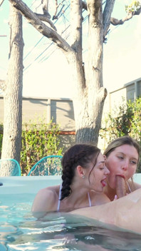 Sexy Hot Tub Threesome with Girlfriend Shrooms Q and Her Bestie Addison Vodka