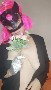 Feel My Excitement with My Kitty Mask and Natural Tits