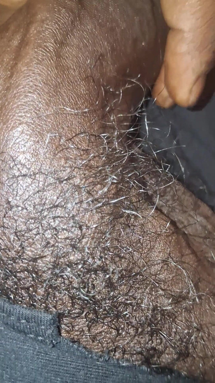 Chocolate Meat Stick: Stroking Big Black Uncut Dick Through Underwear