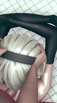 Трах в рот в ванной с 2B - Анимация Nier Automata