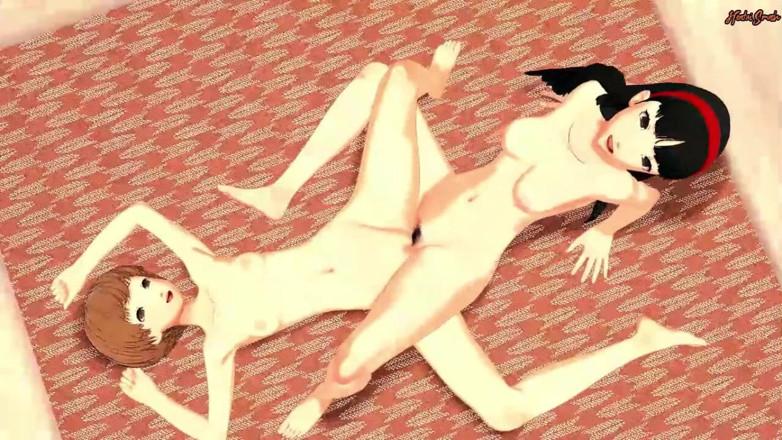 Hentai Smash: Teen Satonaka and Yukiko A take turns eating pussy before...
