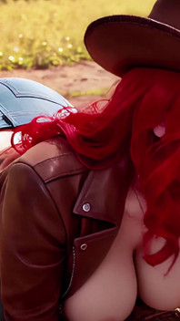 Busty Redhead Cowgirl in Leather: Outdoor Farm POV [premium]
