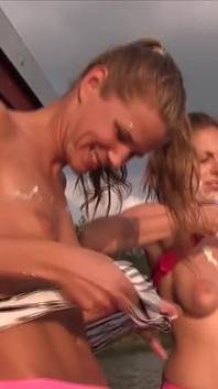 Farewell Party Ends up in Lesbian Orgy