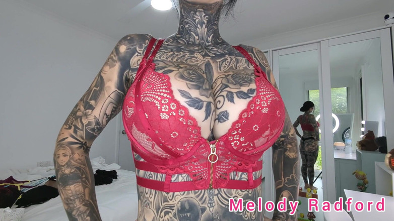 Melody Radford: Red, Black and White Micro Bikini and Lingerie Try on...