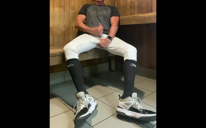 JockDad87: Buff Jacked Jockdad87 Edges in Baseball Gear in the Sauna