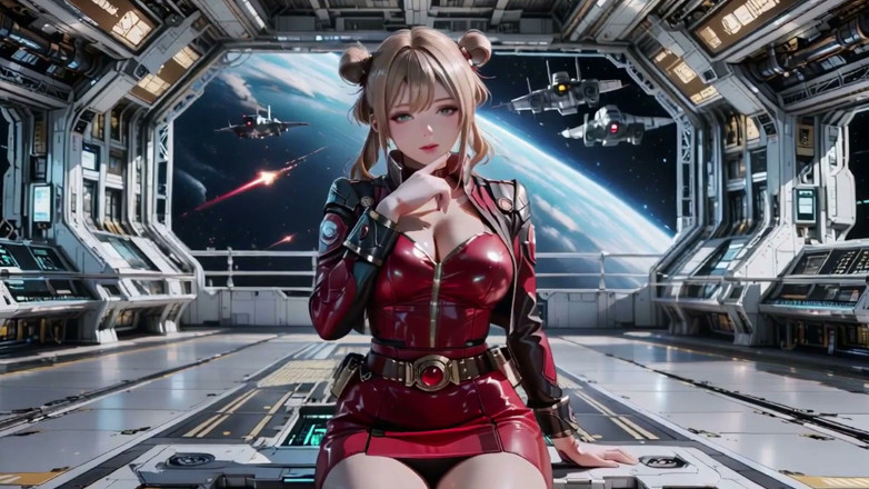 Seraphina Vale: Starship Red Armor, blondă, privirea privată a comandantului!