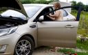 MILF Oxana: Dumb blonde and stalled car