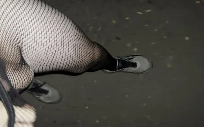 Apomit: Night walking in pantyhose close road teen boy flash 2