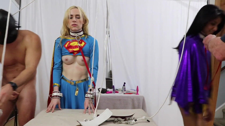 Azure Sky Films: Viva Athena / Candy White Supergirl-Batgirl - Threesome doggy style blowjobs deepthroat...