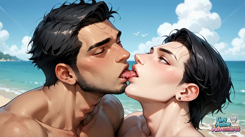 Gay Anime Adventures: 해변에서 후장 섹스 클라이맥스를 좋아하는 근육질의 친구, 잼을 즐기세요 - 최고의 게이 XXX!
