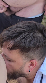 Cruising Bareback Fucking with Two Hairy Fat Guys