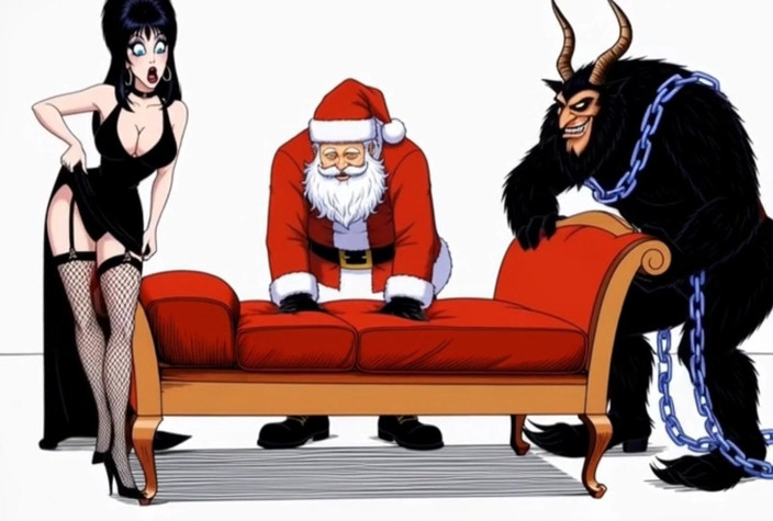 Octopussy Lovers Club: Krampus nhét một cái phích cắm mông vào Elvira, bà...