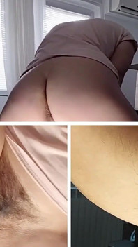 Amateur Wife Hairy Pussy Massages Her to Orgasm, Big Tits, Big Nipples, Big Ass.