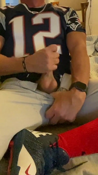 Jockdad87 Shoots a Load of Cum in His Football Gear