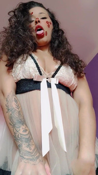 Brunette in Transparent Nightgown Without Panties