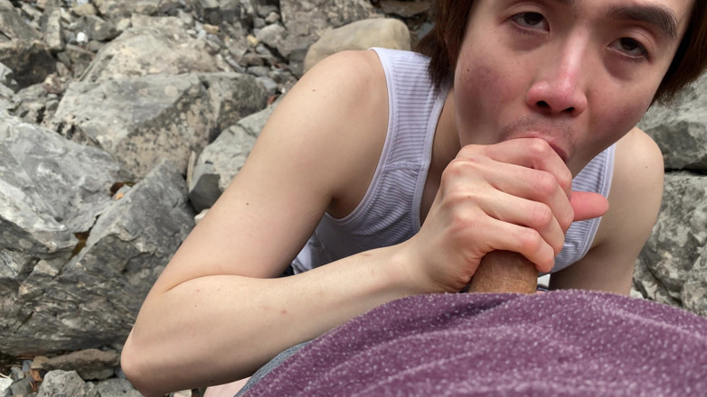RiceQueenTopBoy: Swallowing My Cock Next to the River