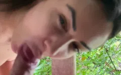 Naked on the Balcony and Sucking a Dick Until He Cums on My Tits. POV