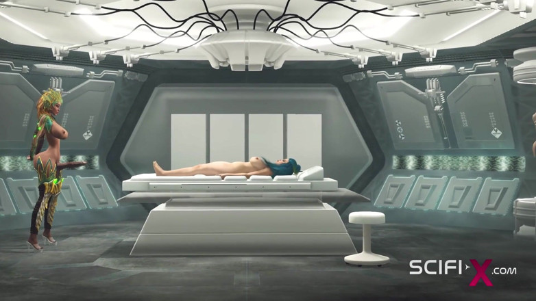 SciFi-X transgender: Futa alien speelt met een jonge rondborstige sexy hottie in...