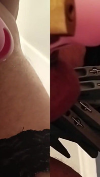 Mistress kładzie spinki na jaja niewolnika, gryzie sutki i pieprzy go w dupę