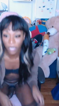Ebony Trans Girl Vanniall Goons, Edges and Nuts on Her Face - Cumshot Facial Webcam Masturbating Big Dick