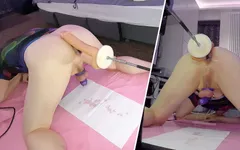 Mike si cewek alim ini lagi asik muasin memeknya pakai dildo ukuran XL