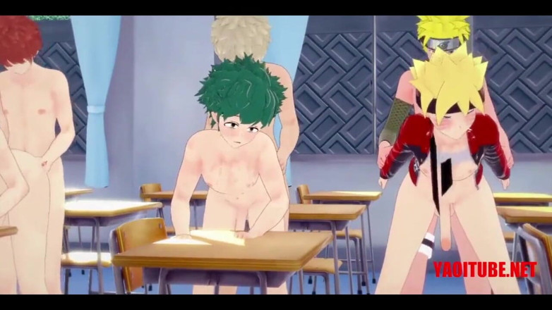 Yaoitube: Yaoi Mega-orgie - Naruto, Deku, Sieg, Shirou, Luffy, Zoro, Inosuke &amp; Tanjiro -...