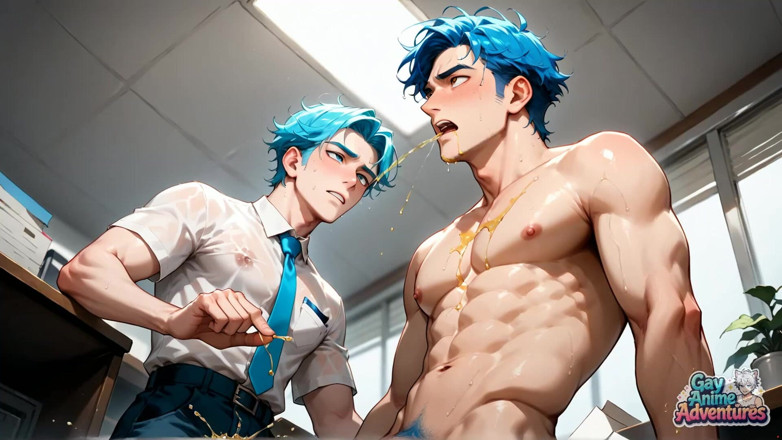 Gay Anime Adventures: A Gigantic Pop-shot Deluge! Blue-haired Office Climaxes Are the Best...