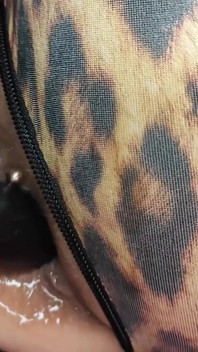Leopard Catsuit, Latex Corset DP, Squirt