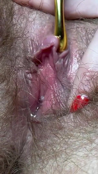 New Toy Testing Big Clit Orgasm Hairy Pussy
