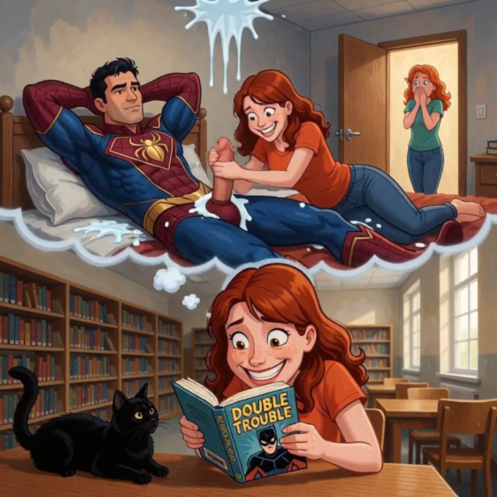 My night collection: Daydream Perpustakaan Dia Menunggang Hero Semasa Rakan SebilikNya Berjalan Masuk (Ai...