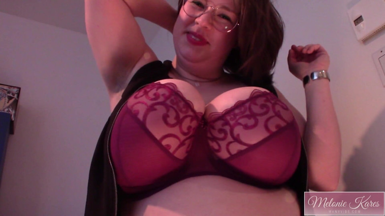 Melonie Kares: Huge boobs zipper dress tease