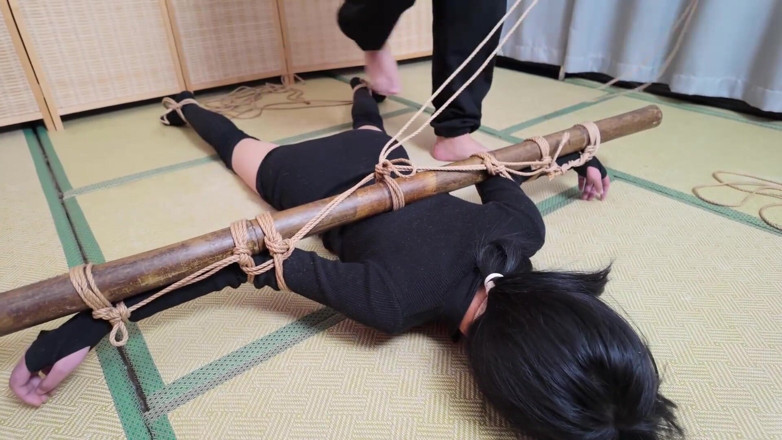 Aisan girl bondage: Xr40-a Girl in Black Stocking Is Tied to a Cross