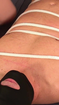 Tied up Male Slave Has to Clean the Mistress’s Hairy Pussy of His Own Cum Until She Orgasms