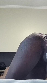 Thick Ebony Femboy Creaming and Farting on Thick Dildo