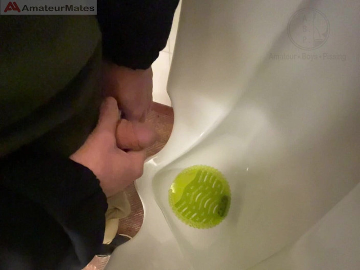 AmateurBoysPissing: Amateur Redhead Guy Caught Pissing in a Public Toilet's Urinal -...