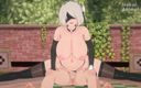 Isekai Animation: Une belle 2b exhibe son gros cul et ses seins fabuleux...