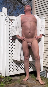 Hunk Stepdaddy Bear Naked Sunbathing in the Veranda 1