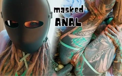 Tattooed Masked Girl Anal Fuck and Pussy Covered in Cum