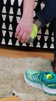 Green Running Shoes & Real Nylons - Shoeplay & Sock Tease